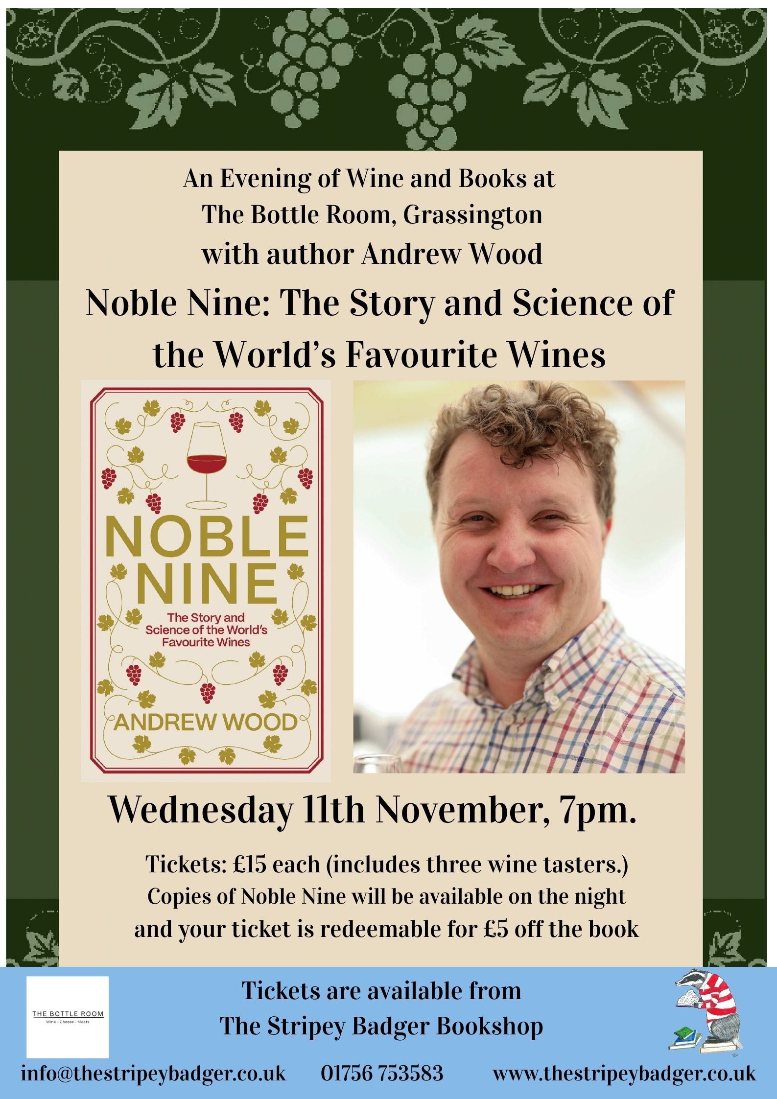 Andrew Wood Poster An Evening of Wine and Books